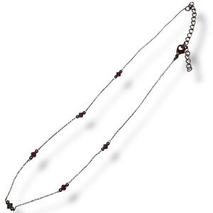 Purple Beaded Chain Necklace – Dainty Bronze-Tone Metal Chain 💜